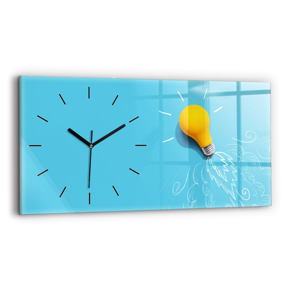 Ceas orizontale de perete din sticlă Desen bec