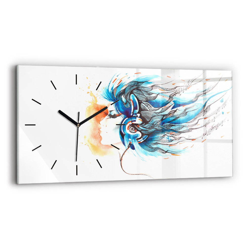 Ceas orizontale de perete din sticlă Ilustrație pentru căști