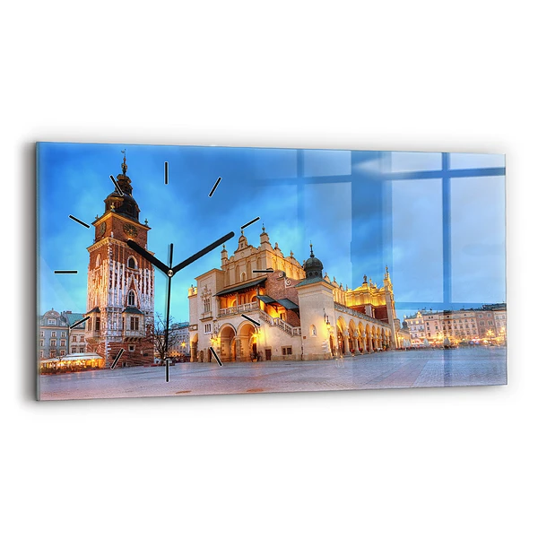 Ceas de sticlă pe perete orizontale Piața principală din Cracovia