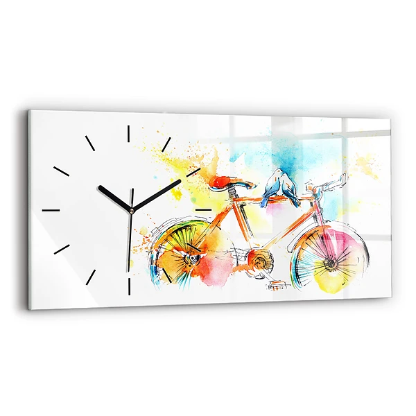 Ceas din sticlă orizontale Bicicleta pictata
