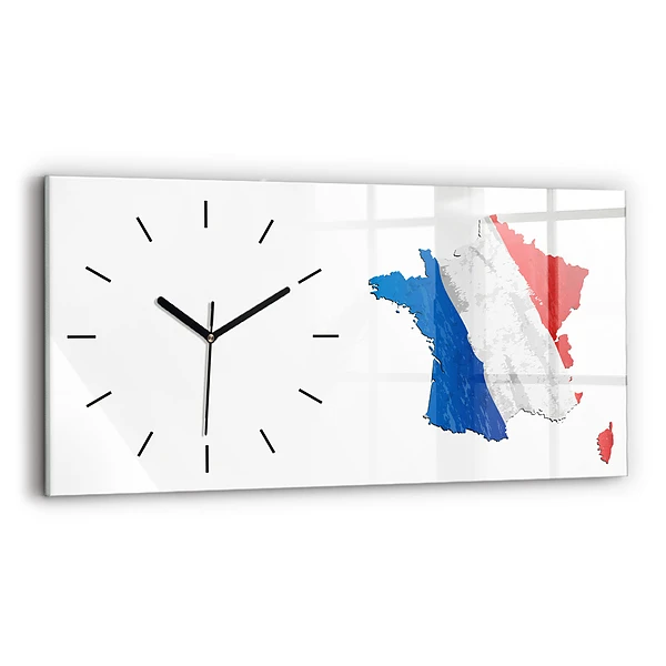 Ceas orizontale de perete din sticlă steag francez