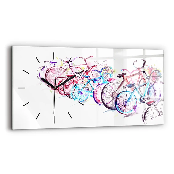 Ceas de sticlă pe perete orizontale Biciclete de oraș colorate