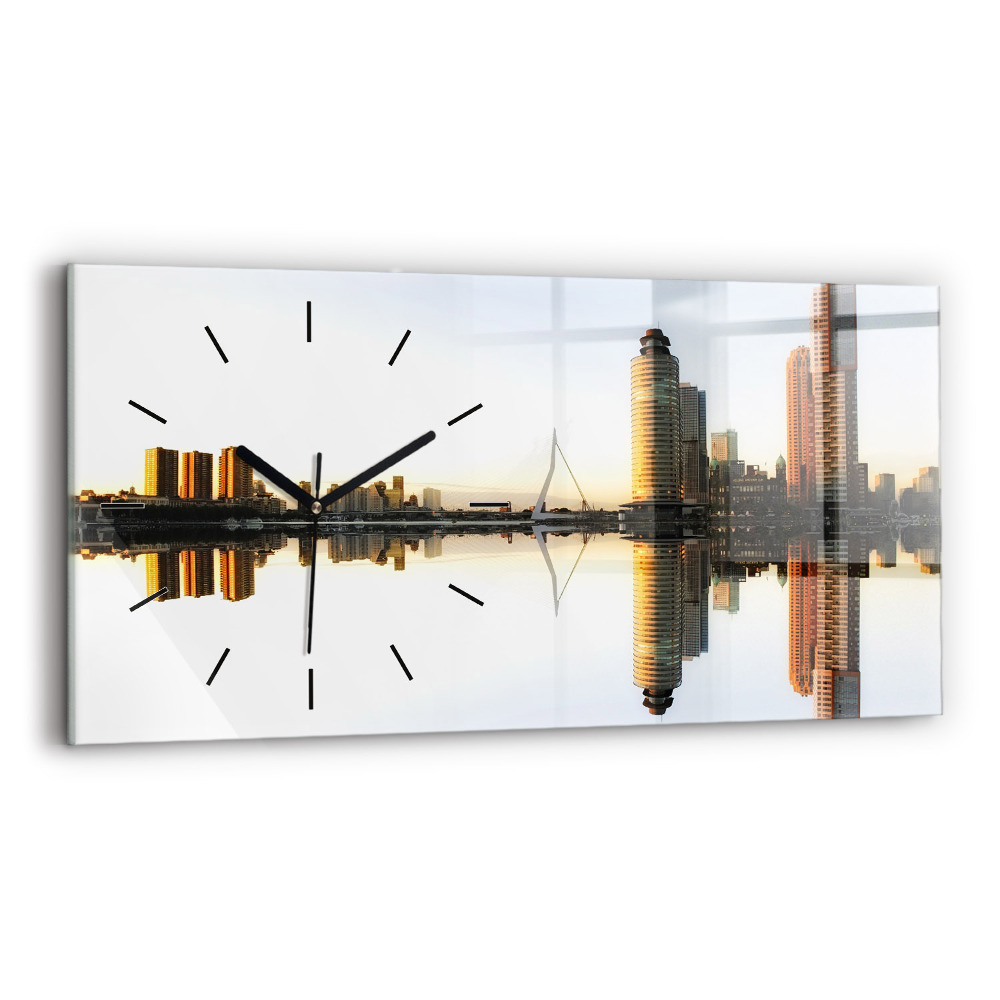 Ceas din sticlă orizontale Un oraș pe râu
