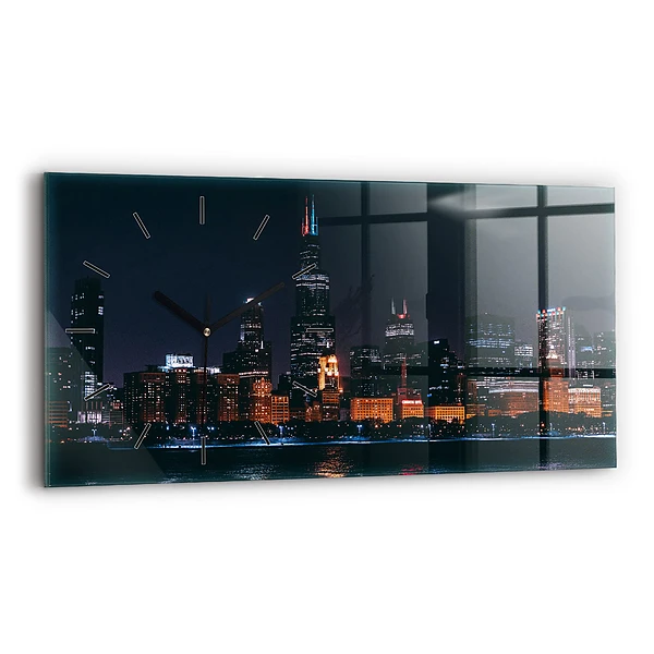 Ceas din sticlă orizontale Peisajul urban din Chicago