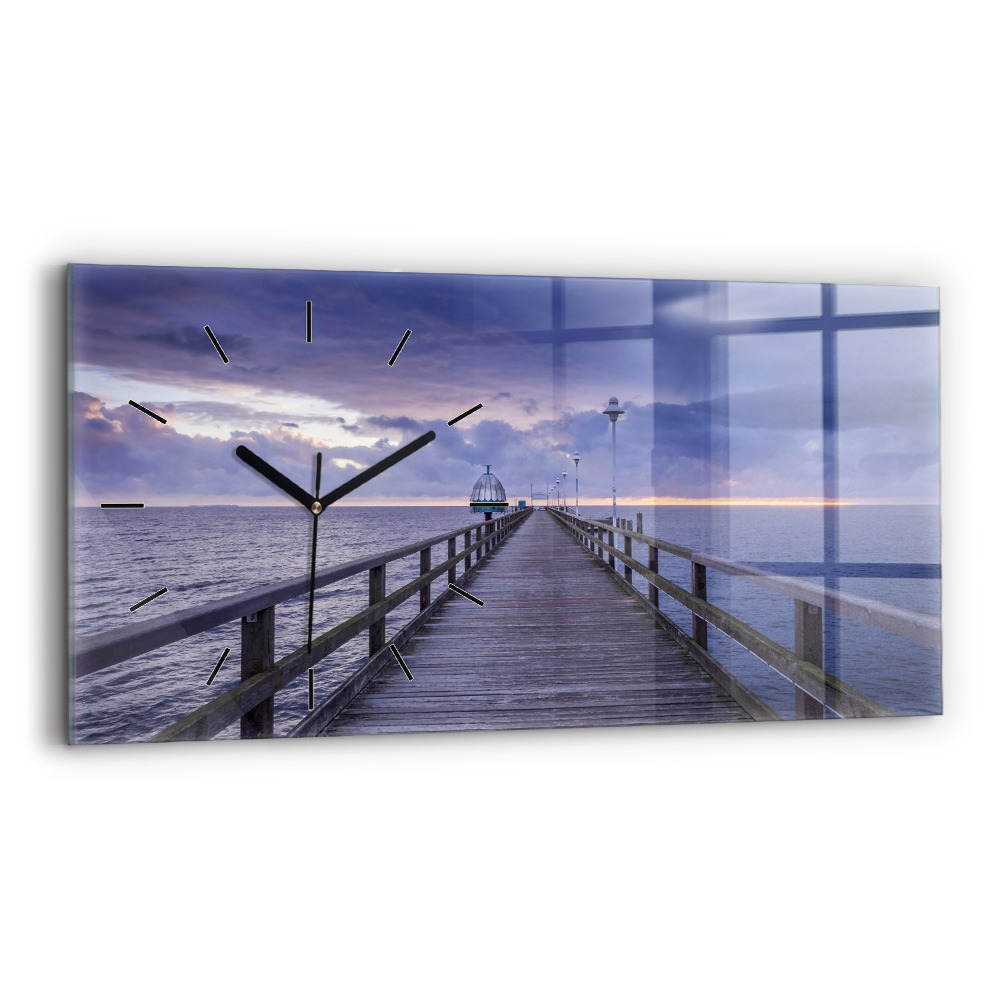 Ceas perete din sticlă orizontale Pier pe Marea Baltică