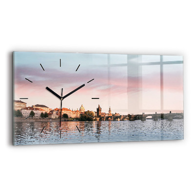 Ceas de sticlă pe perete orizontale Podul Carol din Praga