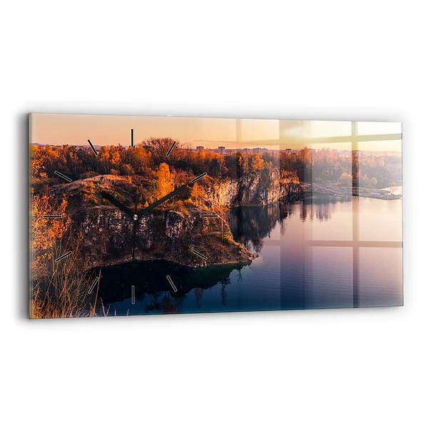Ceas perete din sticlă orizontale Cracovia, Lacul Zakrzówek, toamna