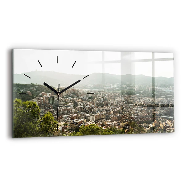 Ceas din sticlă orizontale Vedere Barcelona asupra Montjuic