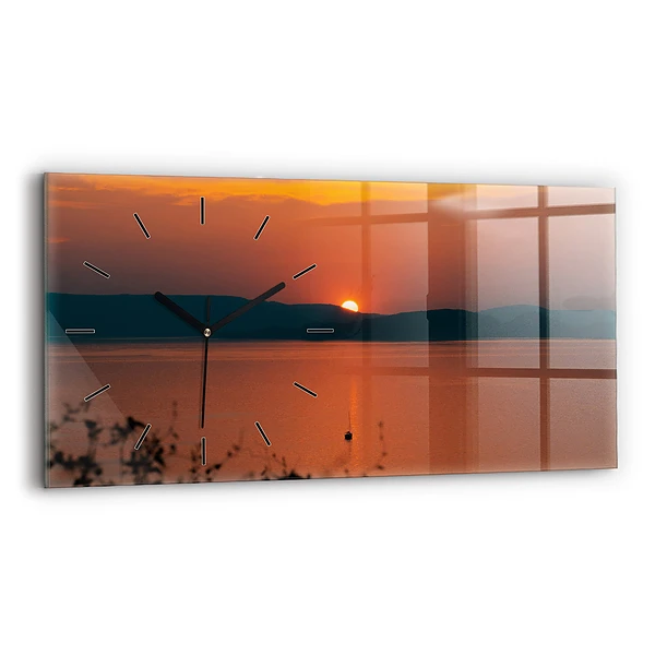 Ceas de sticlă pe perete orizontale Lacul Balaton seara