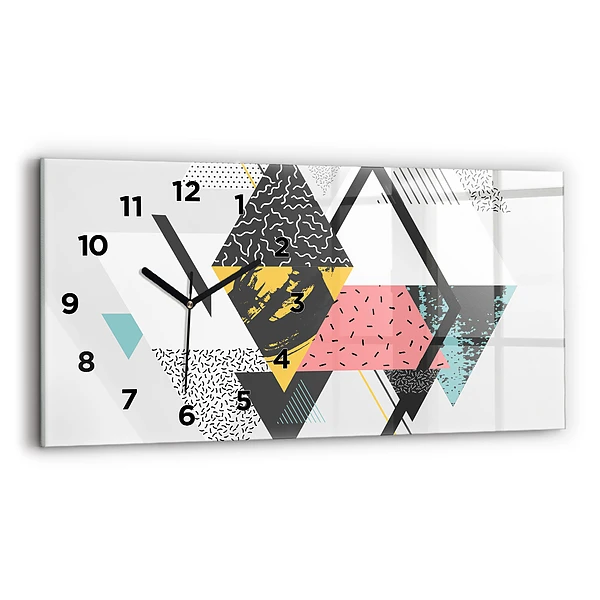 Ceas perete din sticlă orizontale Model geometric