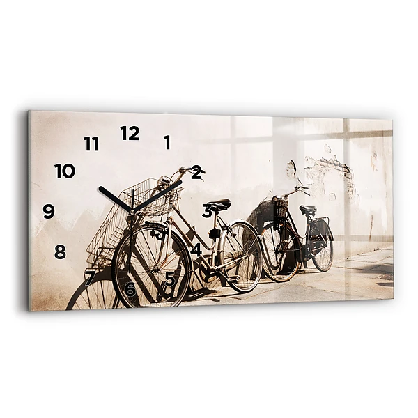 Ceas de sticlă pe perete orizontale bicicleta italiană