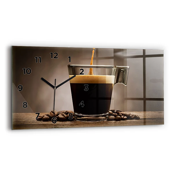 Ceas perete din sticlă orizontale ceașcă de cafea