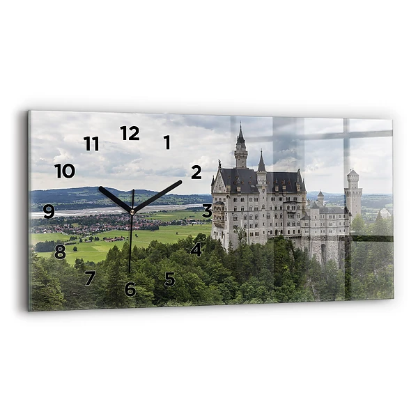 Ceas perete din sticlă orizontale Castelul Neuschwanstein