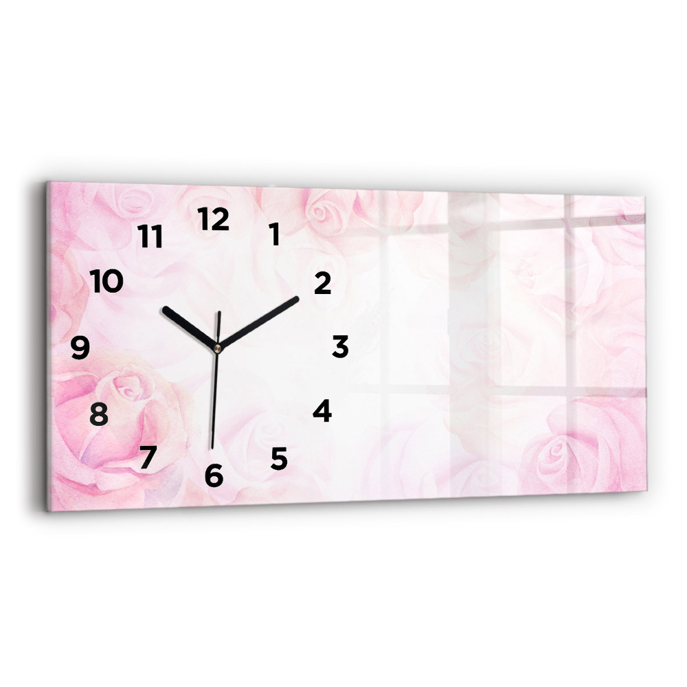 Ceas din sticlă orizontale Trandafiri abstracti