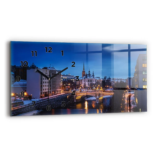 Ceas din sticlă orizontale Panorama orasului Plzen