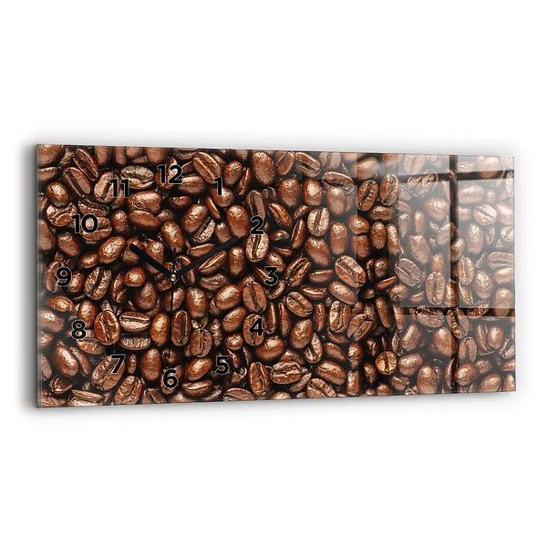 Ceas perete din sticlă orizontale Boabe de cafea