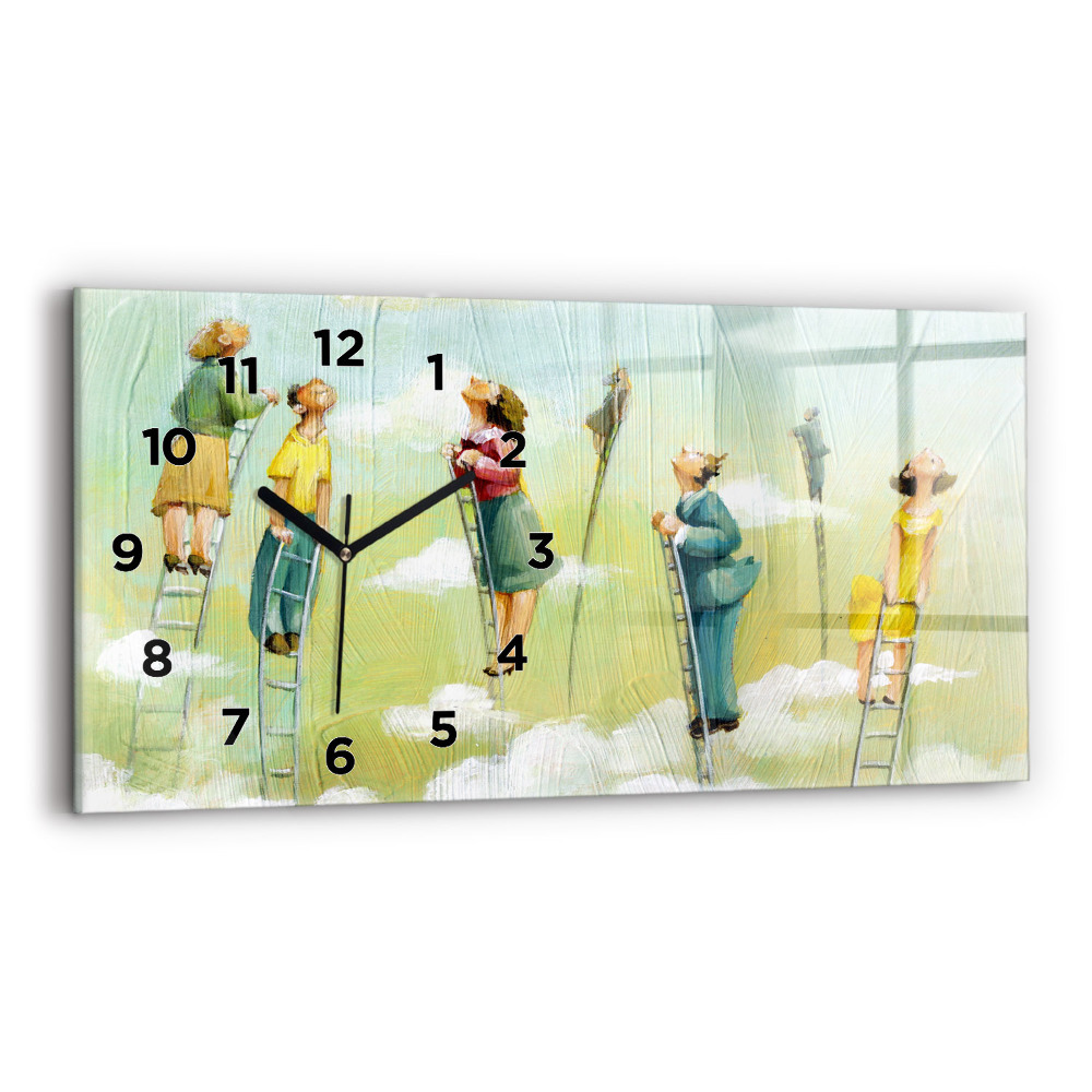 Ceas perete din sticlă orizontale Oameni pe scară