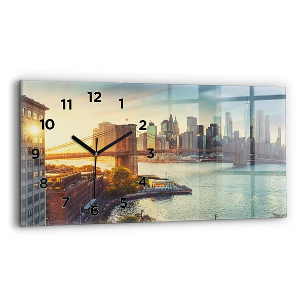 Ceas de sticlă pe perete orizontale New York Manhattan