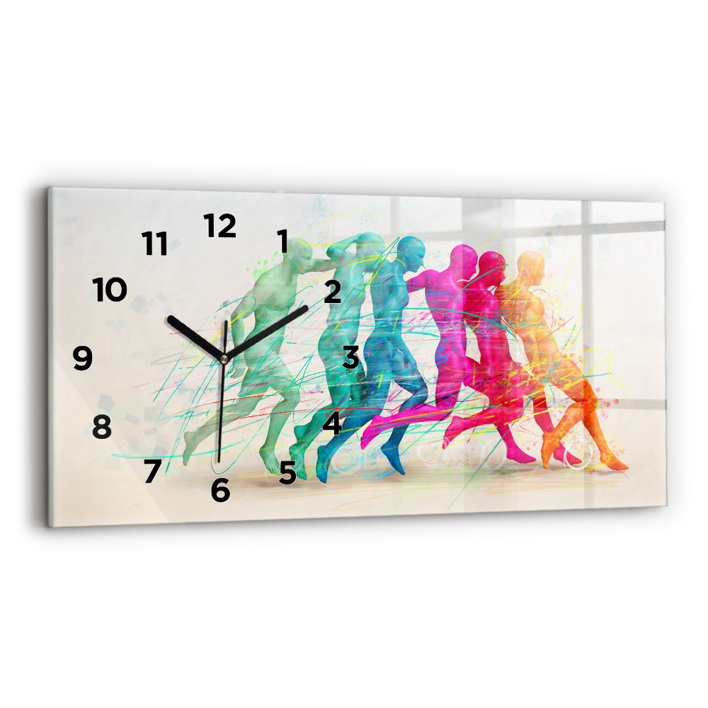 Ceas orizontale de perete din sticlă Oameni colorați
