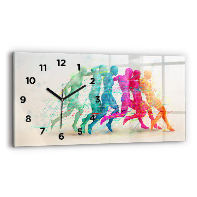 Ceas orizontale de perete din sticlă Oameni colorați
