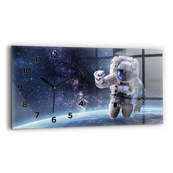 Ceas orizontale de perete din sticlă Astronaut