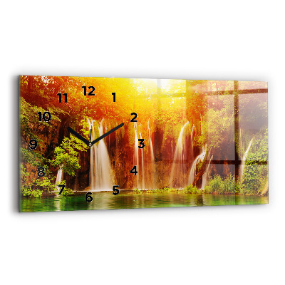 Ceas din sticlă orizontale Vedere asupra cascadei