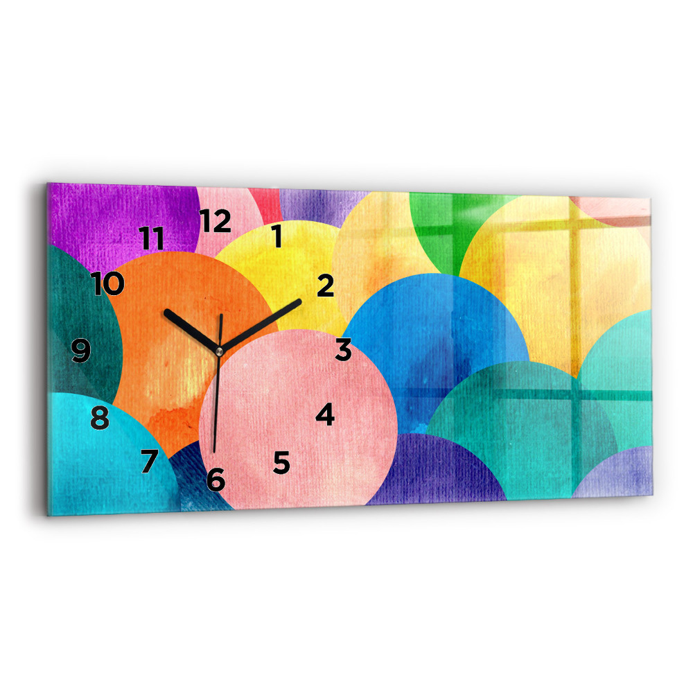 Ceas de sticlă pe perete orizontale Cercuri abstracte