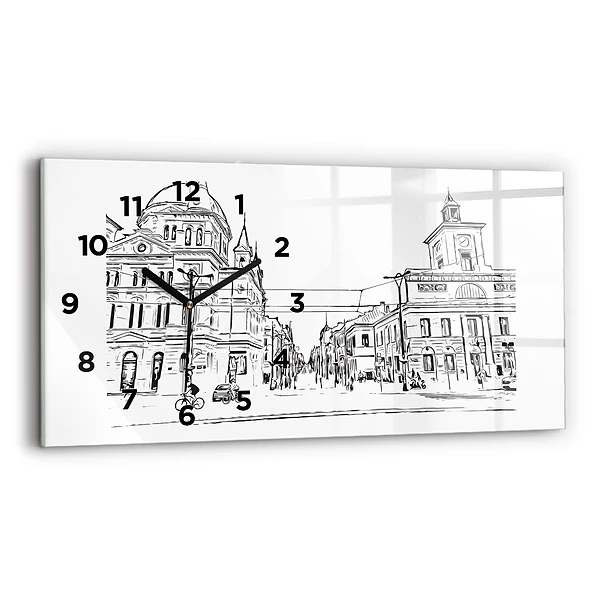 Ceas orizontale de perete din sticlă Ilustrația orașului Poznań