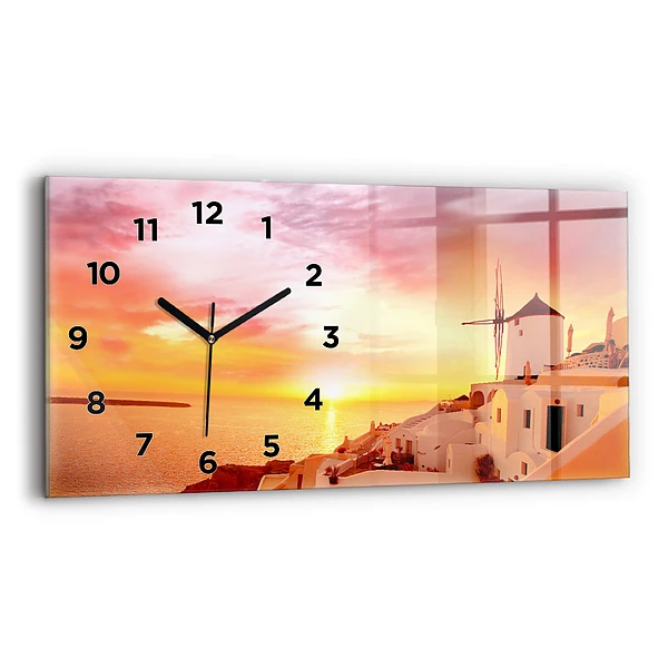 Ceas din sticlă orizontale Veche moară de vânt din Santorini