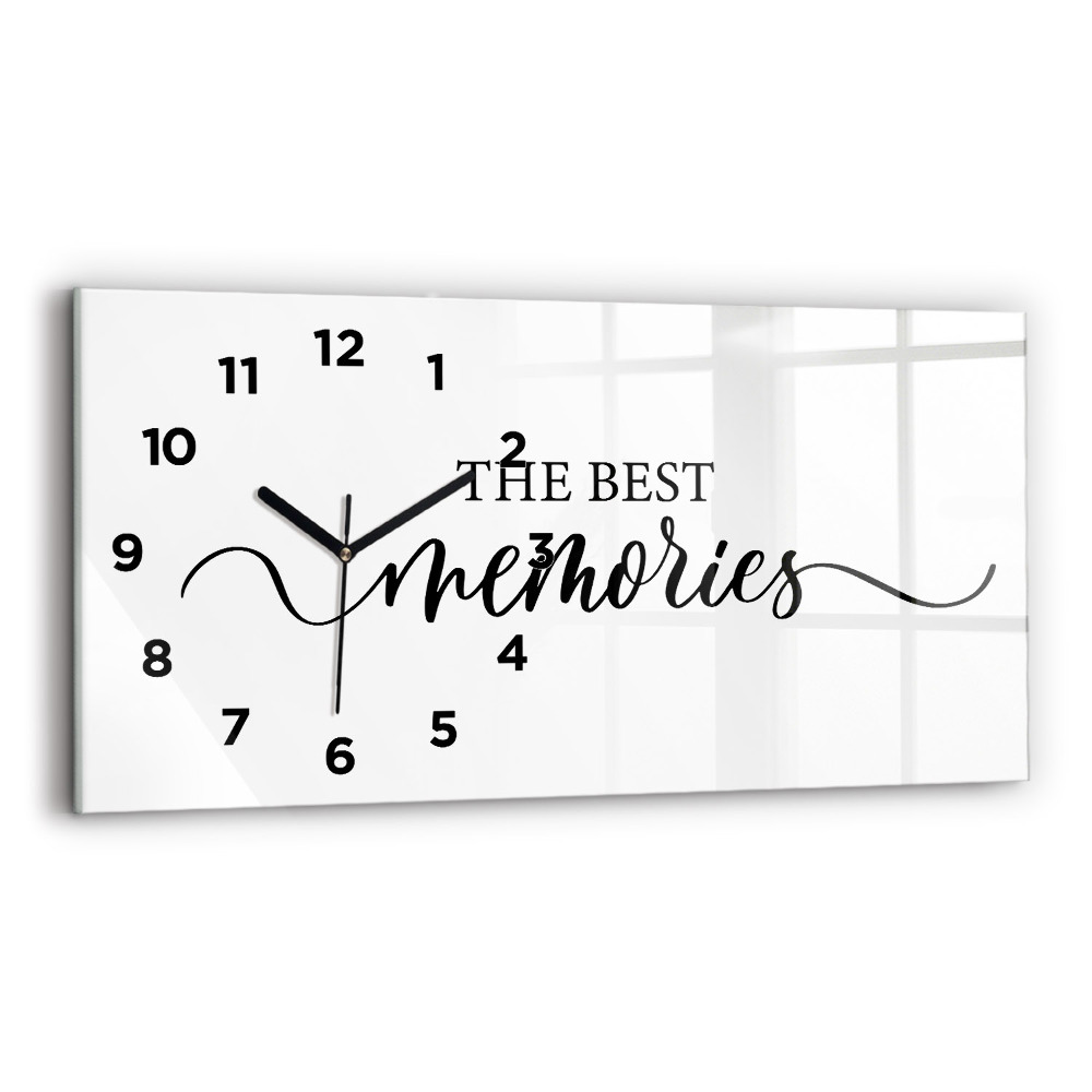 Ceas orizontale de perete din sticlă Inscripția amintirilor
