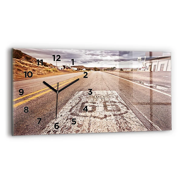 Ceas perete din sticlă orizontale Route 66 SUA