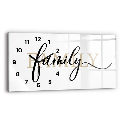Ceas orizontale de perete din sticlă Inscripția Familie