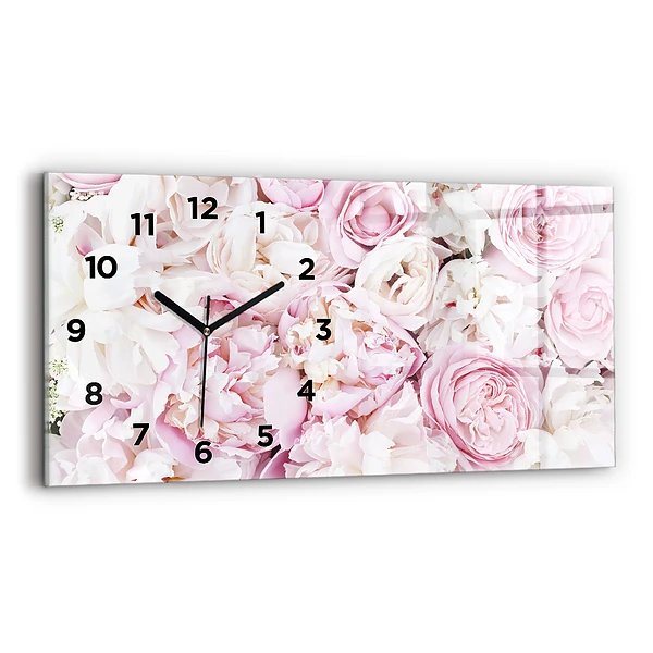 Ceas perete din sticlă orizontale Flori decorative