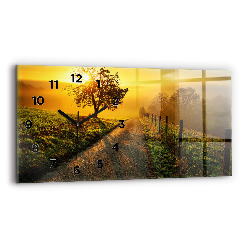 Ceas orizontale de perete din sticlă Ceață la răsărit