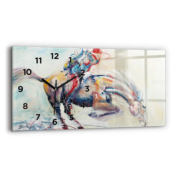 Ceas din sticlă orizontale Ilustrație a cailor în galop