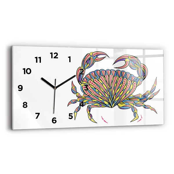 Ceas perete din sticlă orizontale Crab etnic