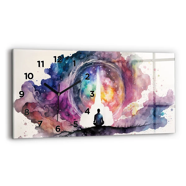 Ceas perete din sticlă orizontale Meditație stil de viață