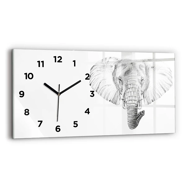 Ceas perete din sticlă orizontale Cap de elefant vectorial