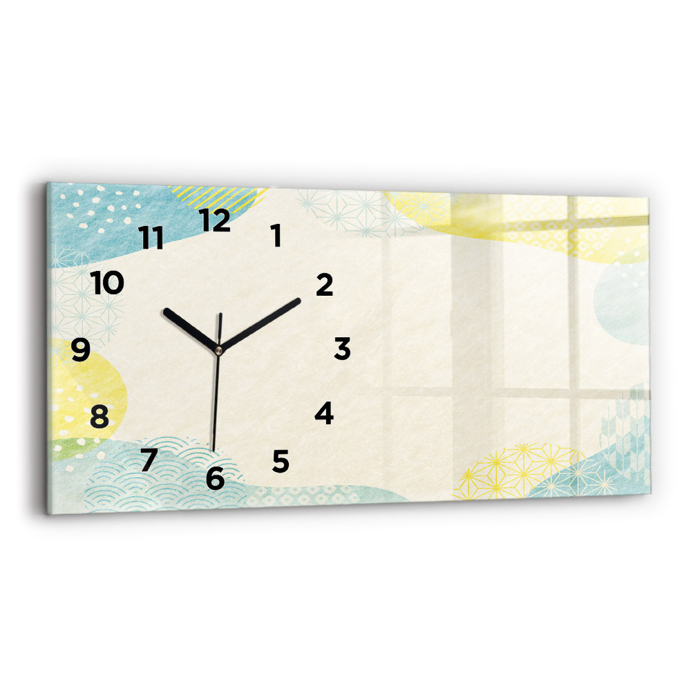 Ceas de sticlă pe perete orizontale Rama cu modele