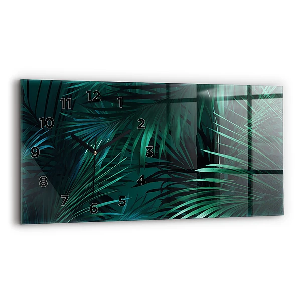 Ceas din sticlă orizontale Frunze tropicale