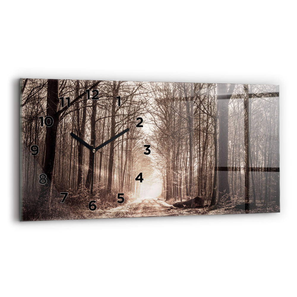 Ceas orizontale de perete din sticlă Poteca în sepia