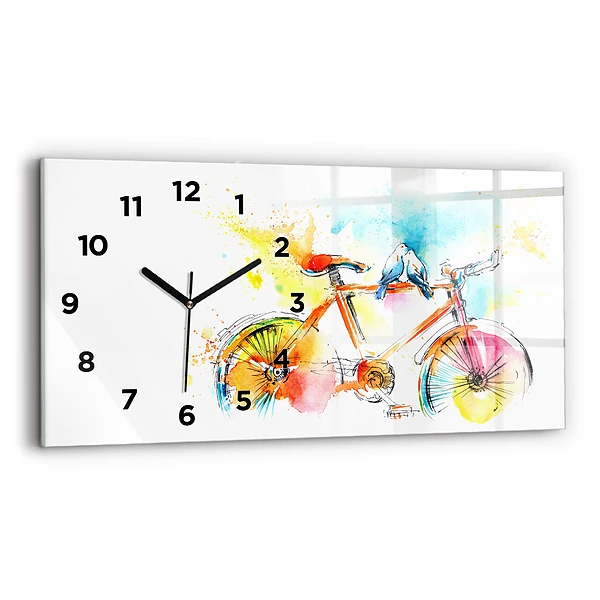 Ceas din sticlă orizontale Bicicleta pictata