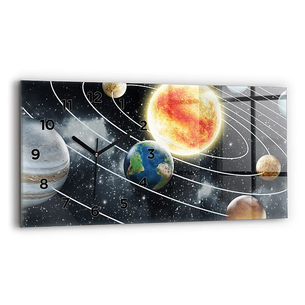 Ceas perete din sticlă orizontale Sistem solar