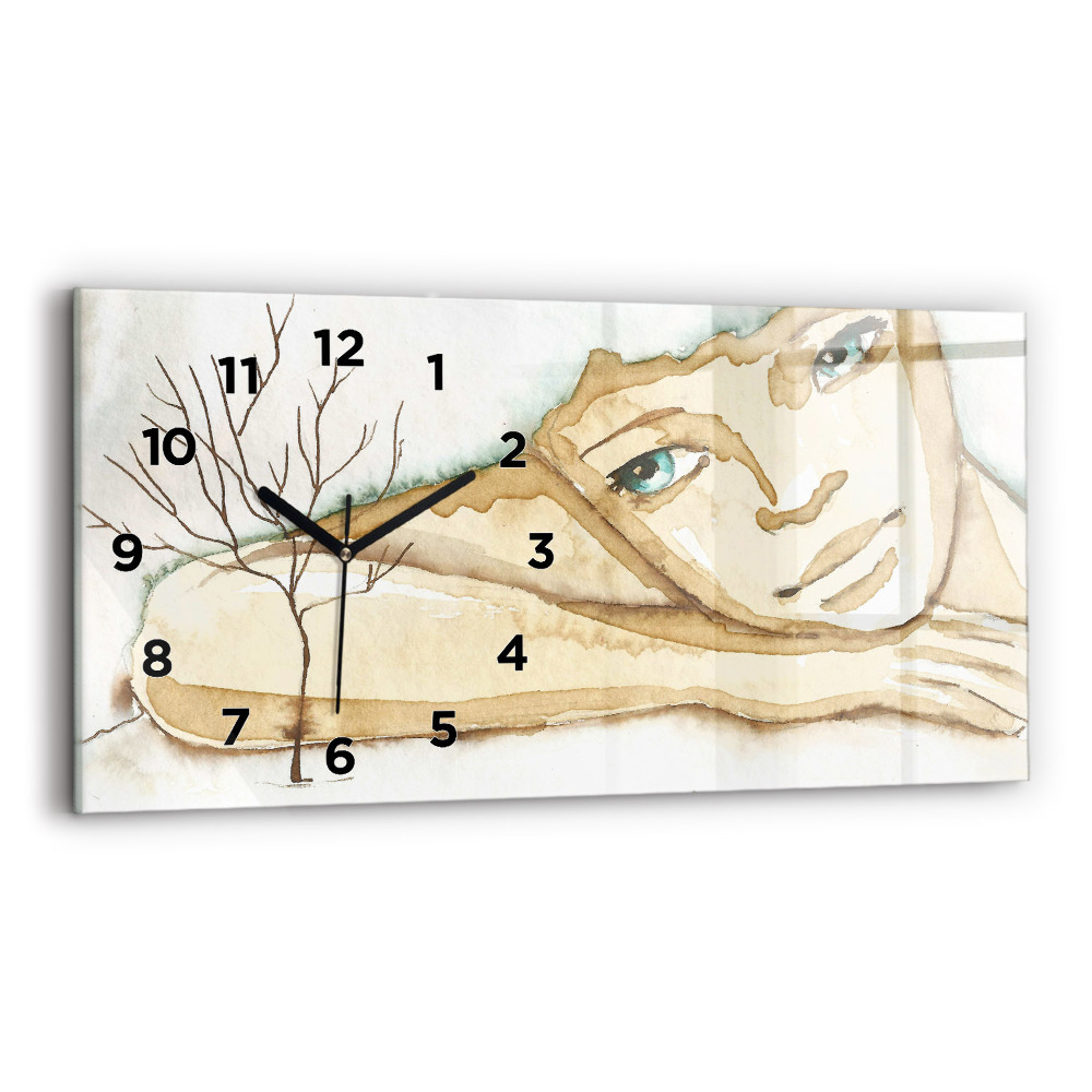 Ceas din sticlă orizontale Portretul unei femei