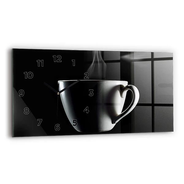 Ceas de sticlă pe perete orizontale ceașcă de cafea