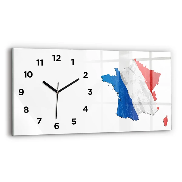 Ceas orizontale de perete din sticlă steag francez