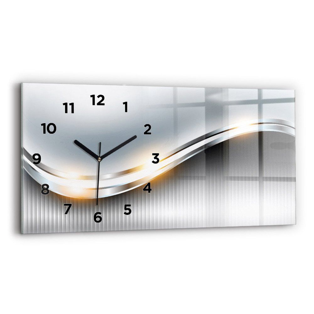 Ceas de sticlă pe perete orizontale Abstracția metalului