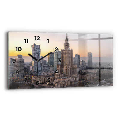Ceas orizontale de perete din sticlă Panorama Varșoviei