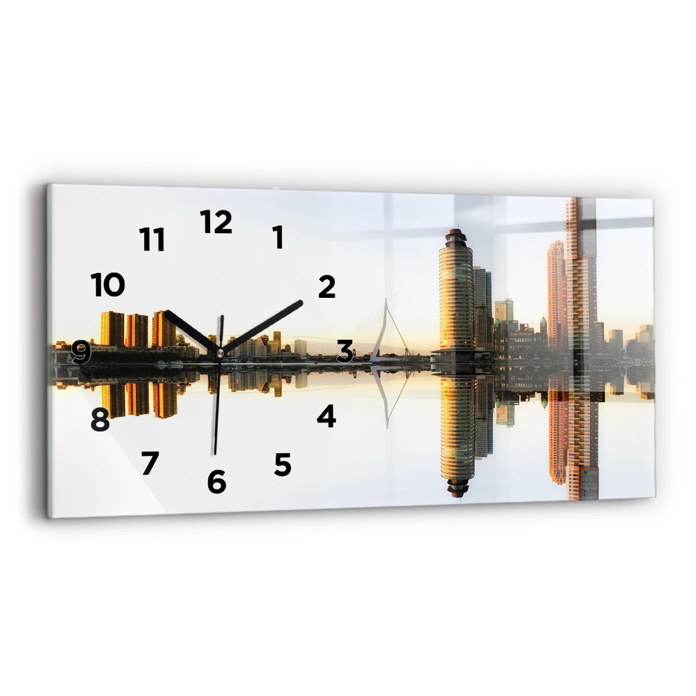 Ceas din sticlă orizontale Un oraș pe râu