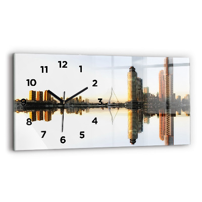 Ceas din sticlă orizontale Un oraș pe râu